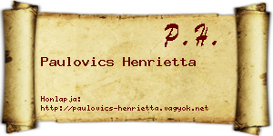 Paulovics Henrietta névjegykártya